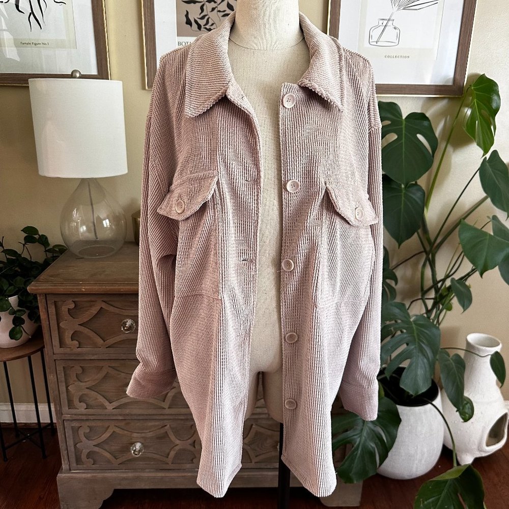 Ashley by 26 International Corduroy Button Down Shirt Shacket